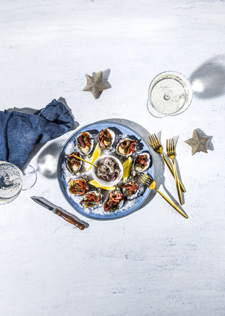 Oysters Kilpatrick With Maple Dressing