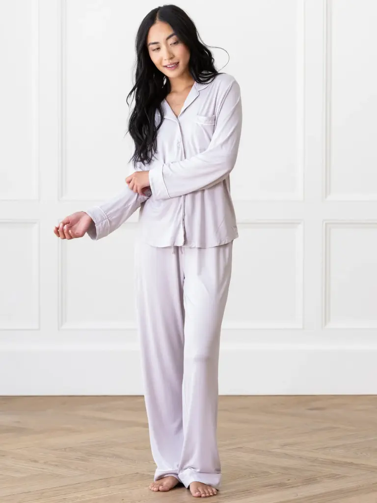 Stretch-Knit Long Sleeve Bamboo Pajama Set