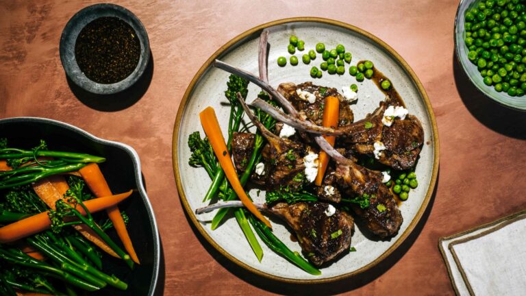 Glazed Lamb Chops with Winter Veg