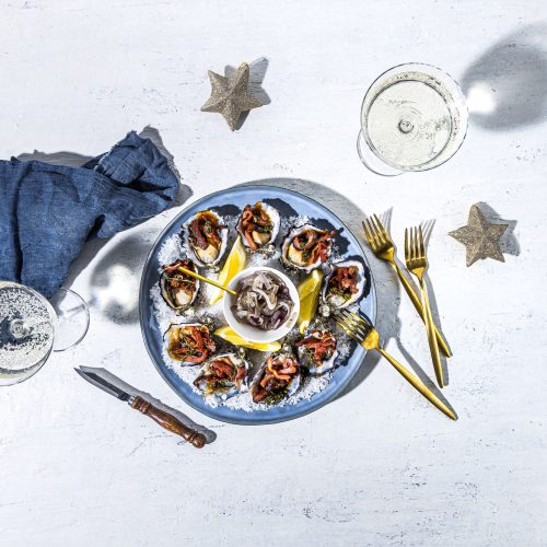 Oysters Kilpatrick With Maple Dressing