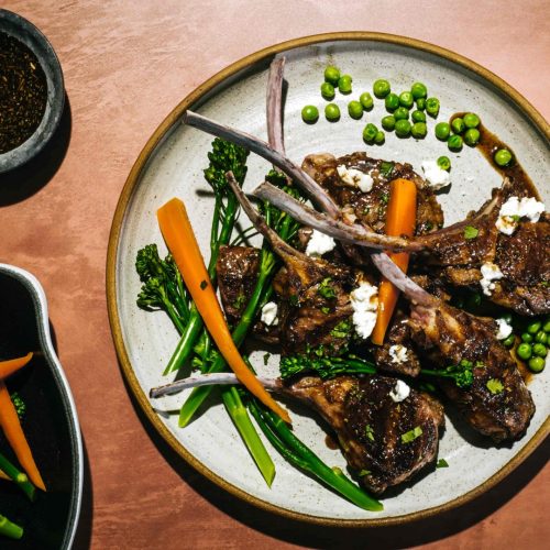 Glazed Lamb Chops with Winter Veg
